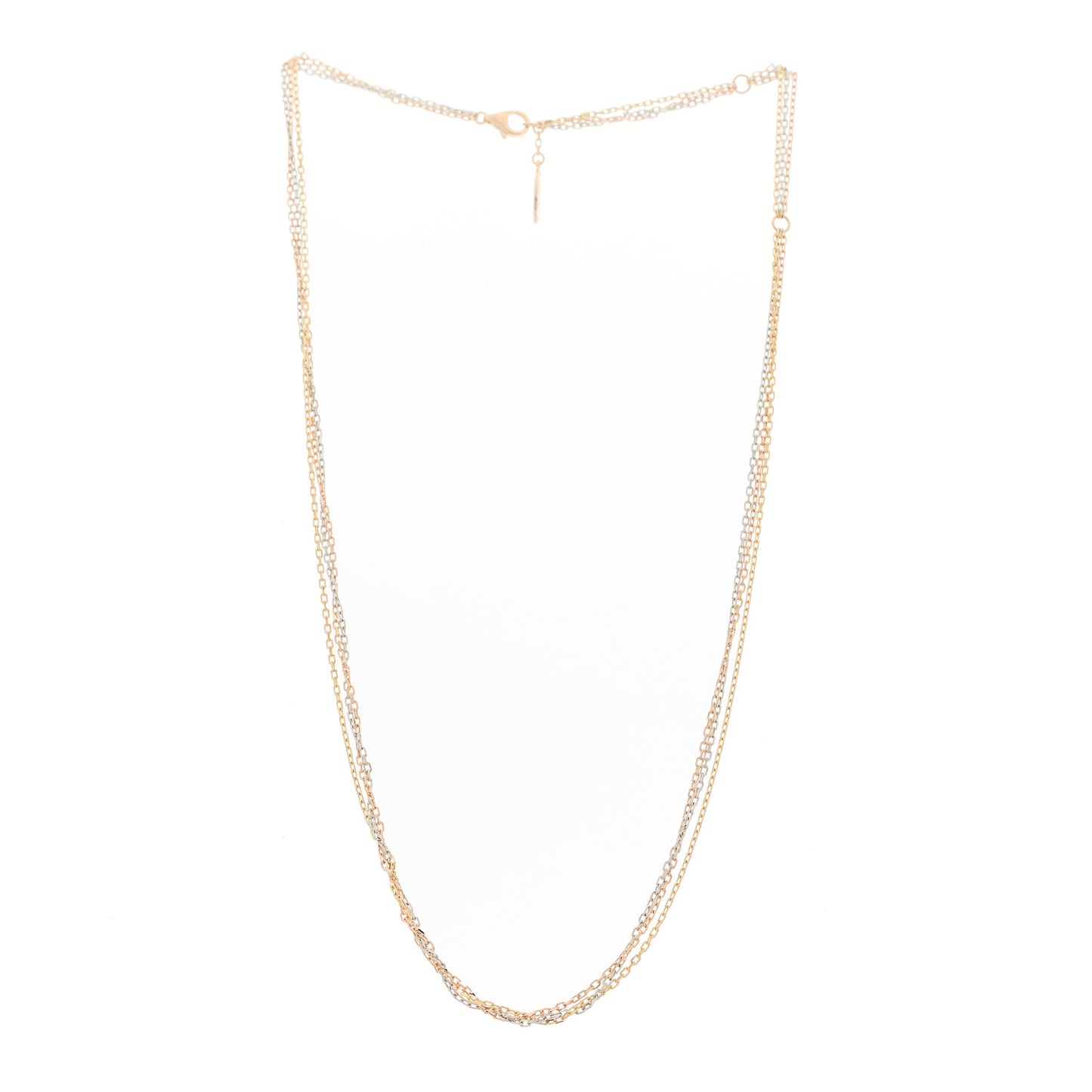 18K Pink Yellow White Gold Three Chain Necklace