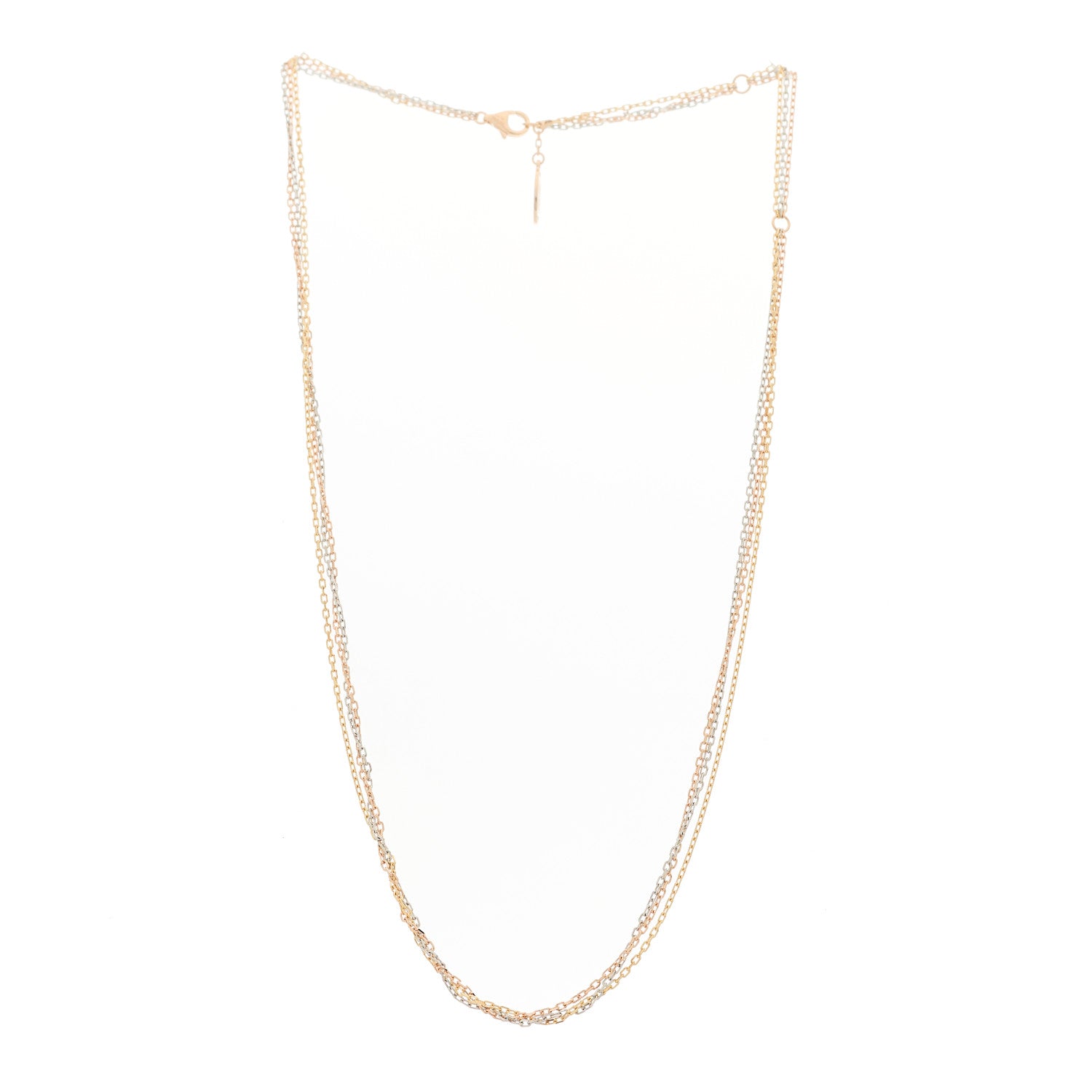 Cartier 18K Pink Yellow White Gold Three Chain Necklace 3 of 6