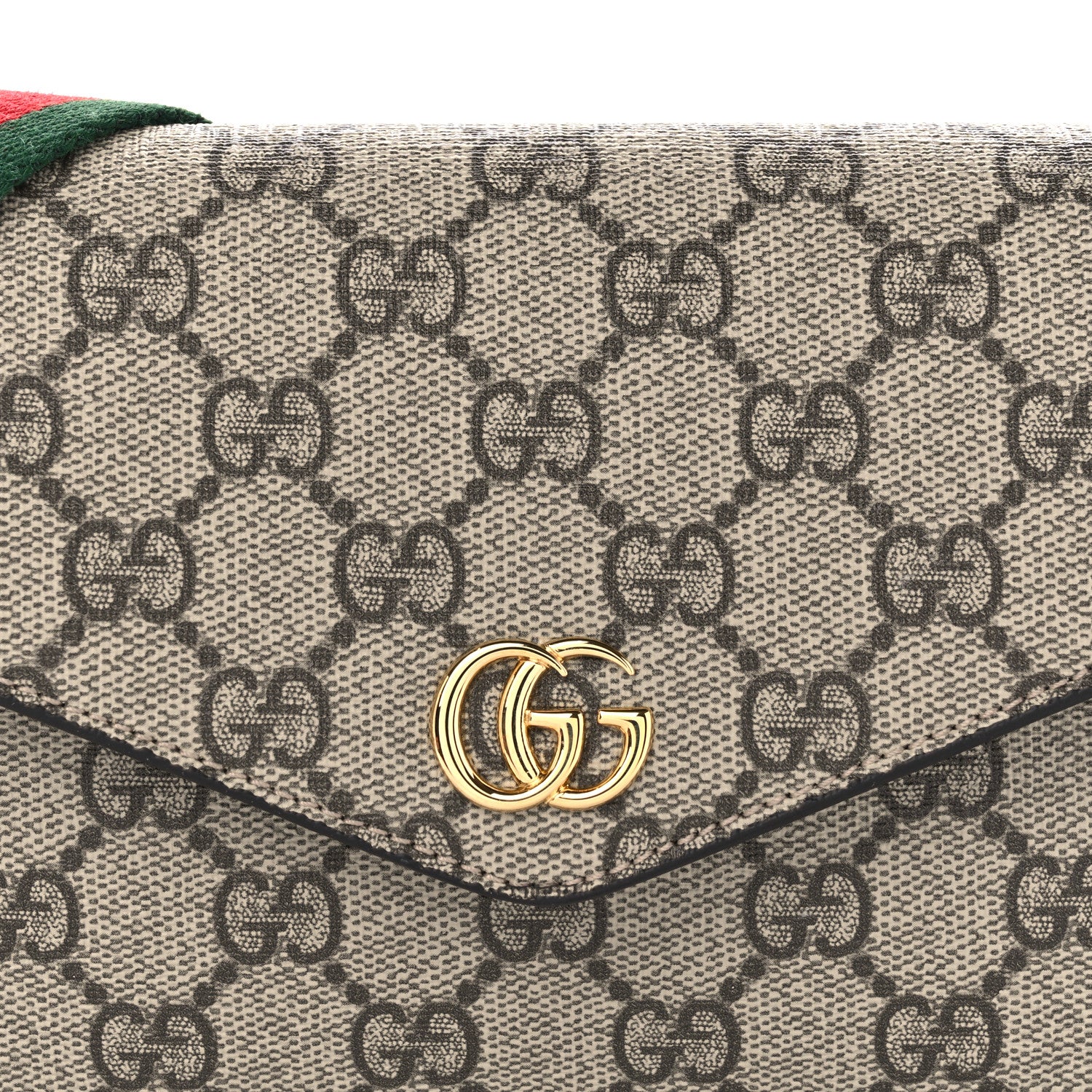 Gucci GG Supreme Monogram Textured Dollar Calfskin Web Mini Ophidia Envelope Shoulder Bag Beige Ebony 8 of 10