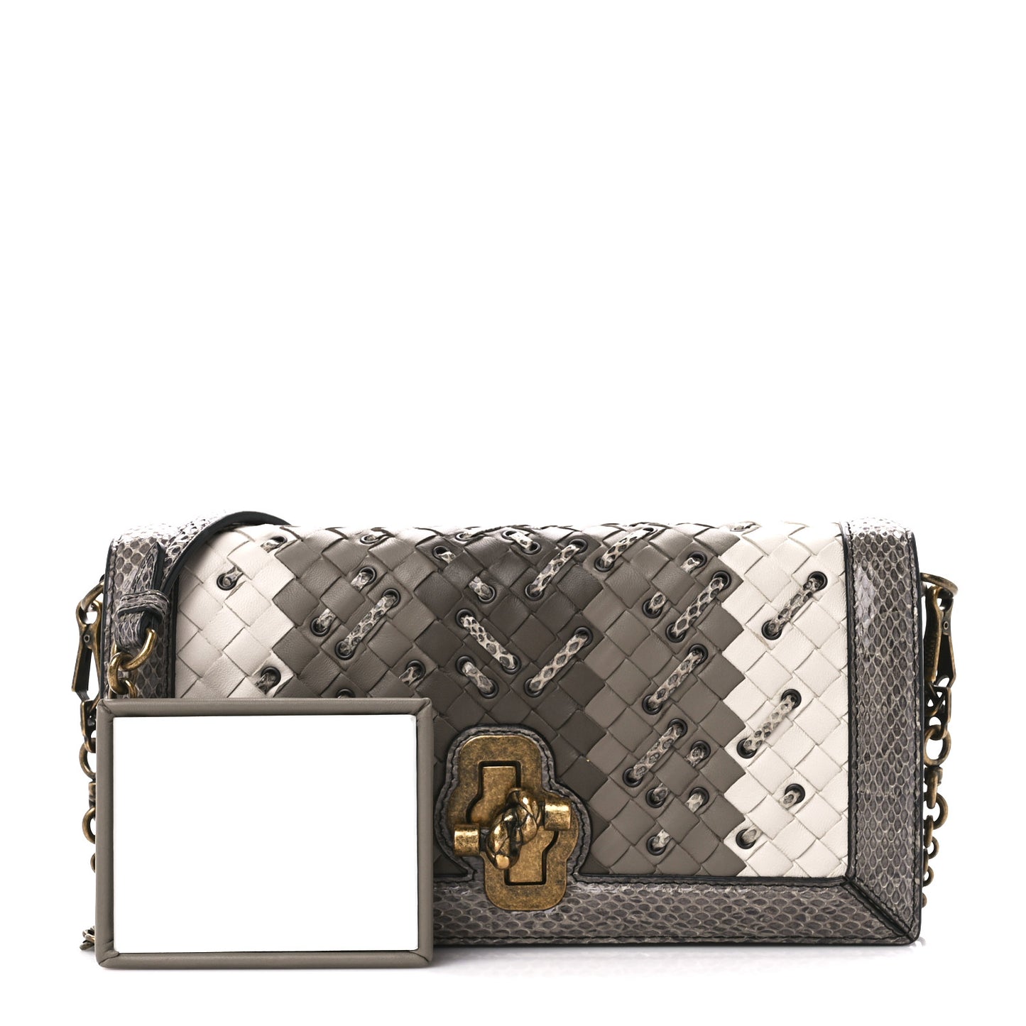 Nappa Ayers Intrecciato Club Stitch Knot Clutch Mist