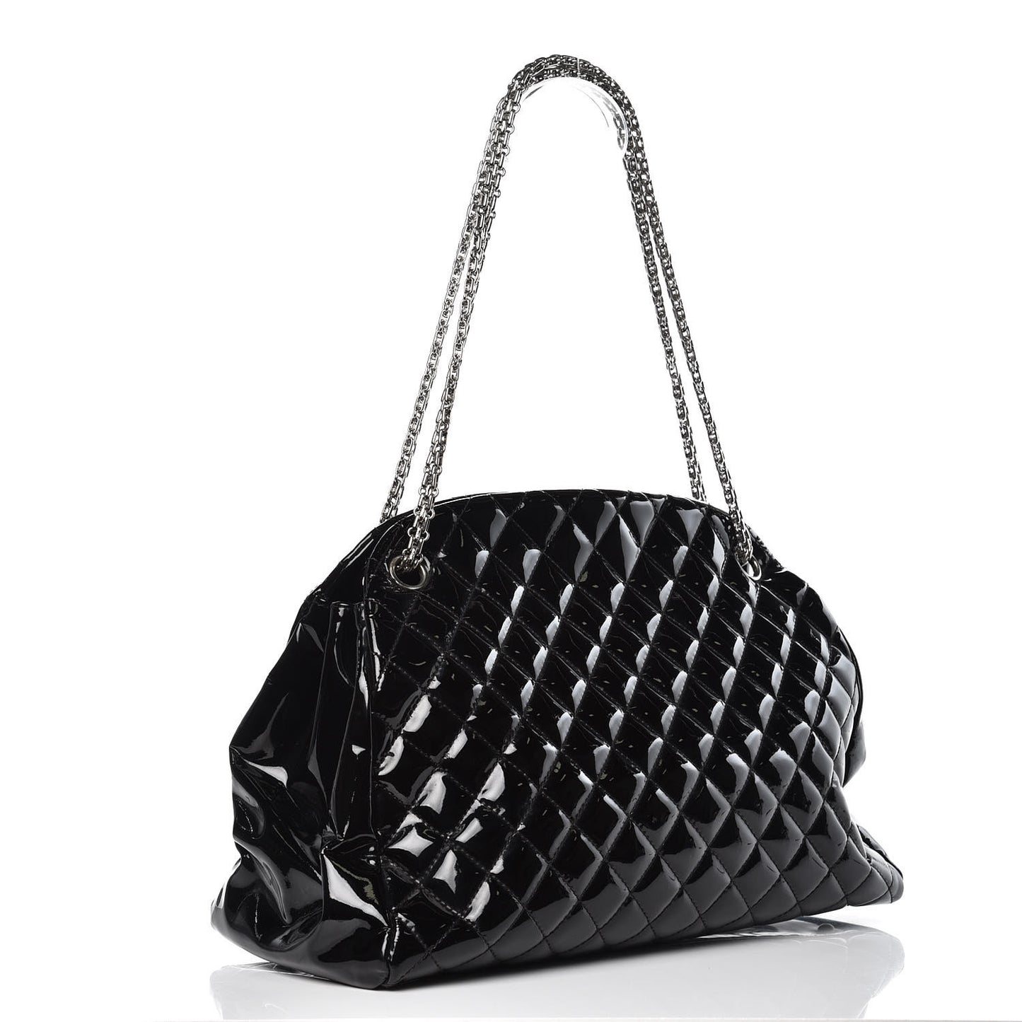 Patent Quilted Large Just Mademoiselle Bowling Bag Black