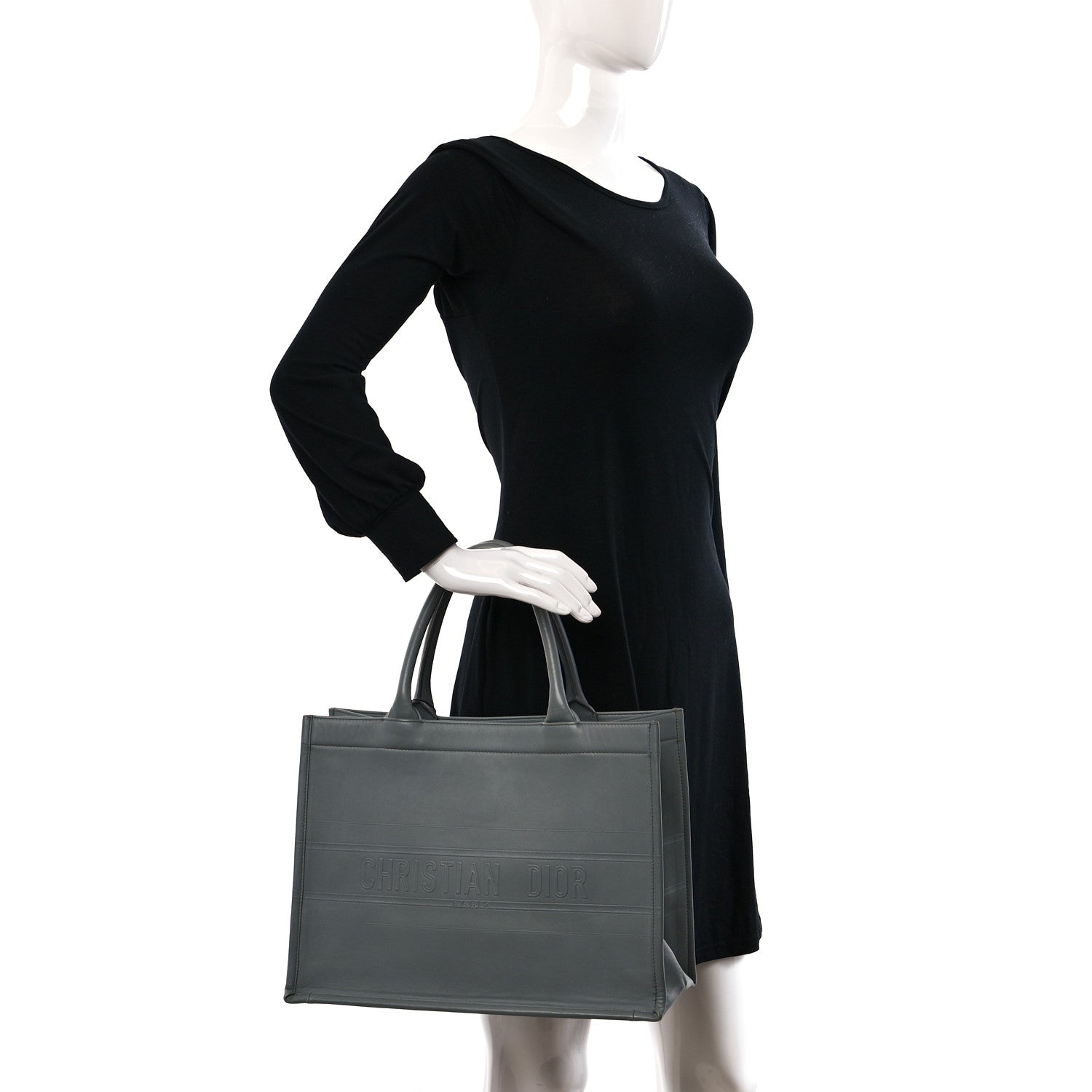 Christian Dior Calfskin Embossed Medium Book Tote Grey 2 of 11