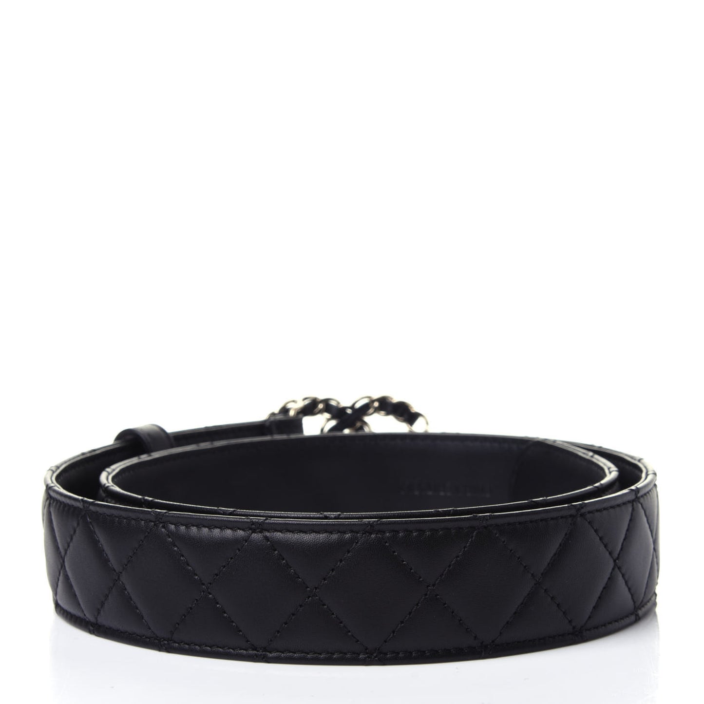 Calfskin Quilted CC Chain Belt 75 Black