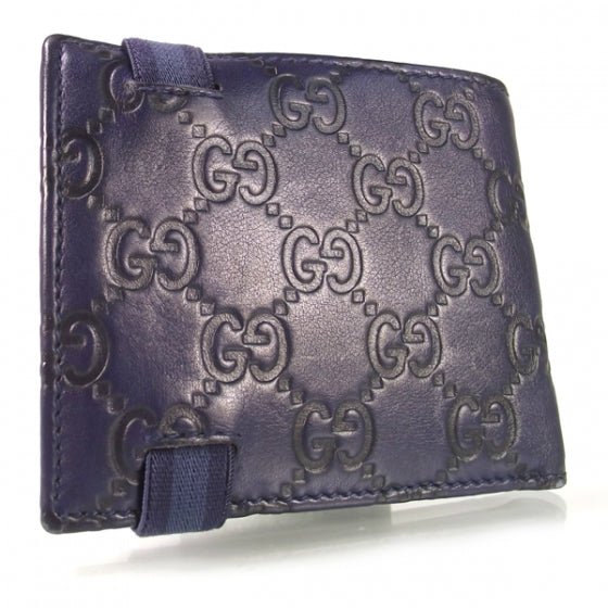 Guccissima Mens Bi-Fold Wallet Blue