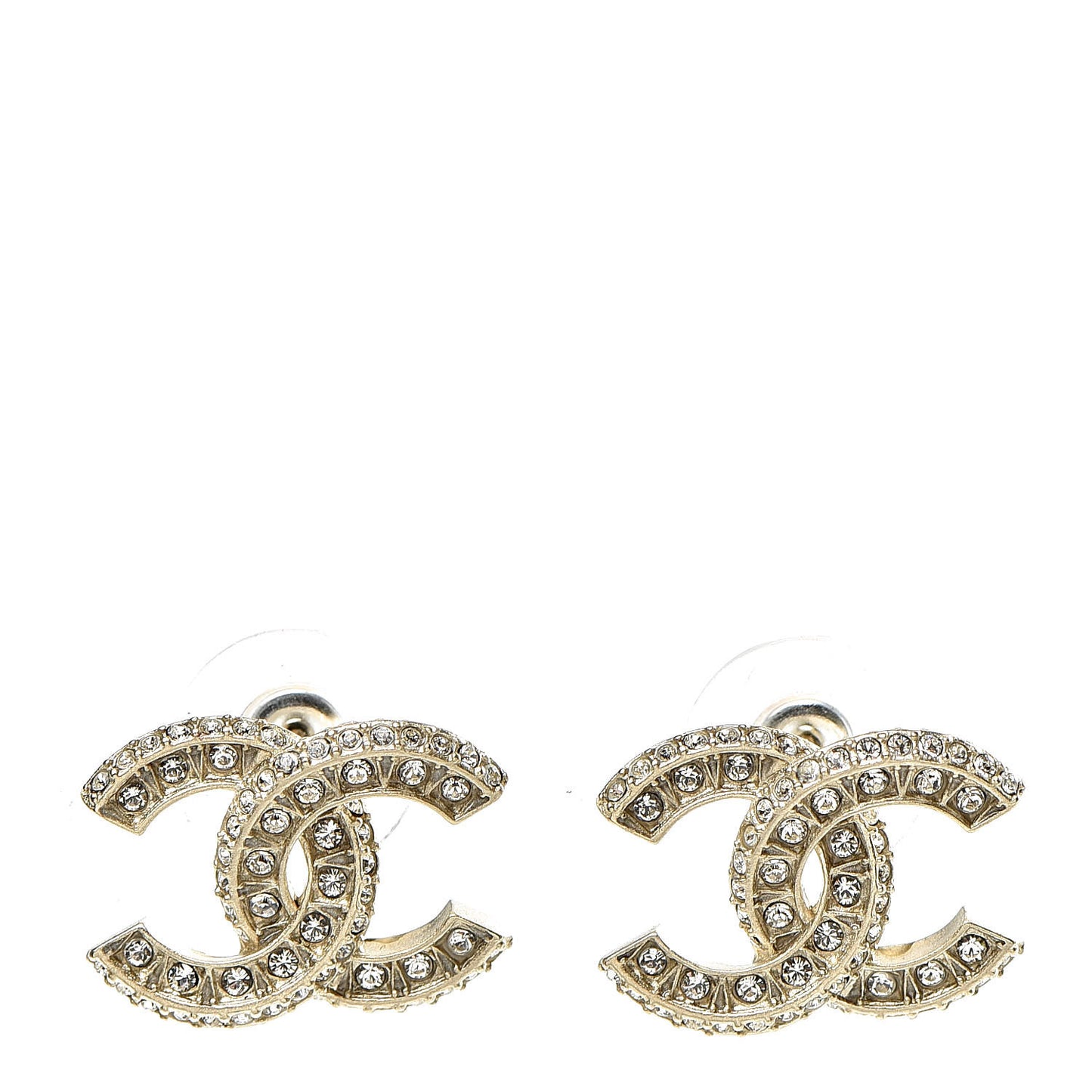 Crystal CC Earrings Light Gold