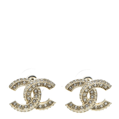 Chanel Crystal CC Earrings Light Gold 1 of 5