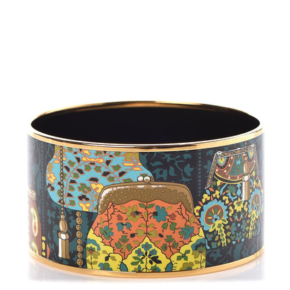 Hermes Enamel Printed Extra Wide Cachemire de Tamara Bracelet 70 1 of 5