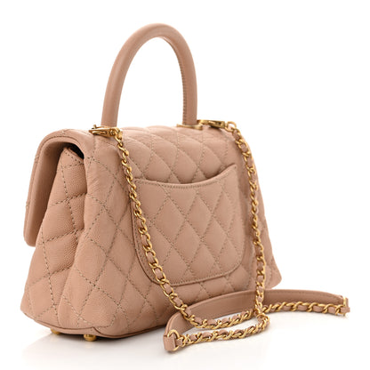 Chanel Caviar Lizard Embossed Quilted Mini Coco Handle Flap Beige 3 of 11