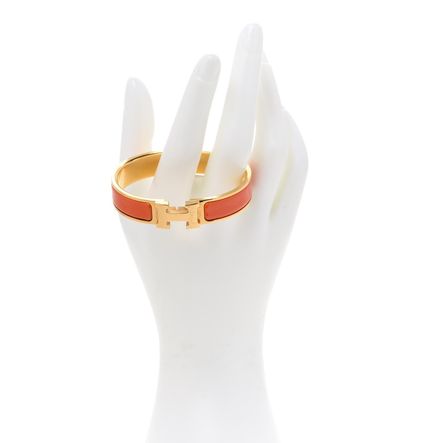 Hermes Enamel Narrow Clic Clac H Bracelet PM Orange 2 of 8