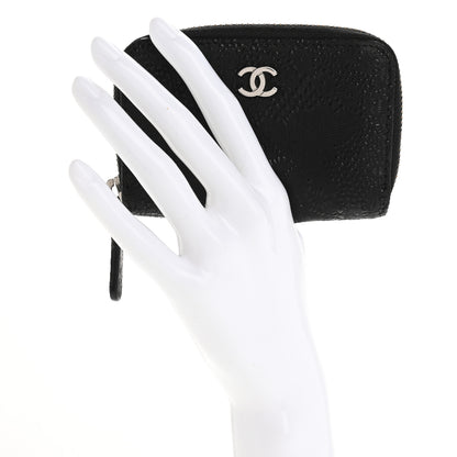Chanel Calfskin Floral Embossed Zipped Coin Purse Black 2 of 13