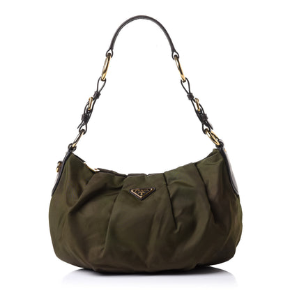 Prada Tessuto Nylon Hobo Black Green 1 of 11