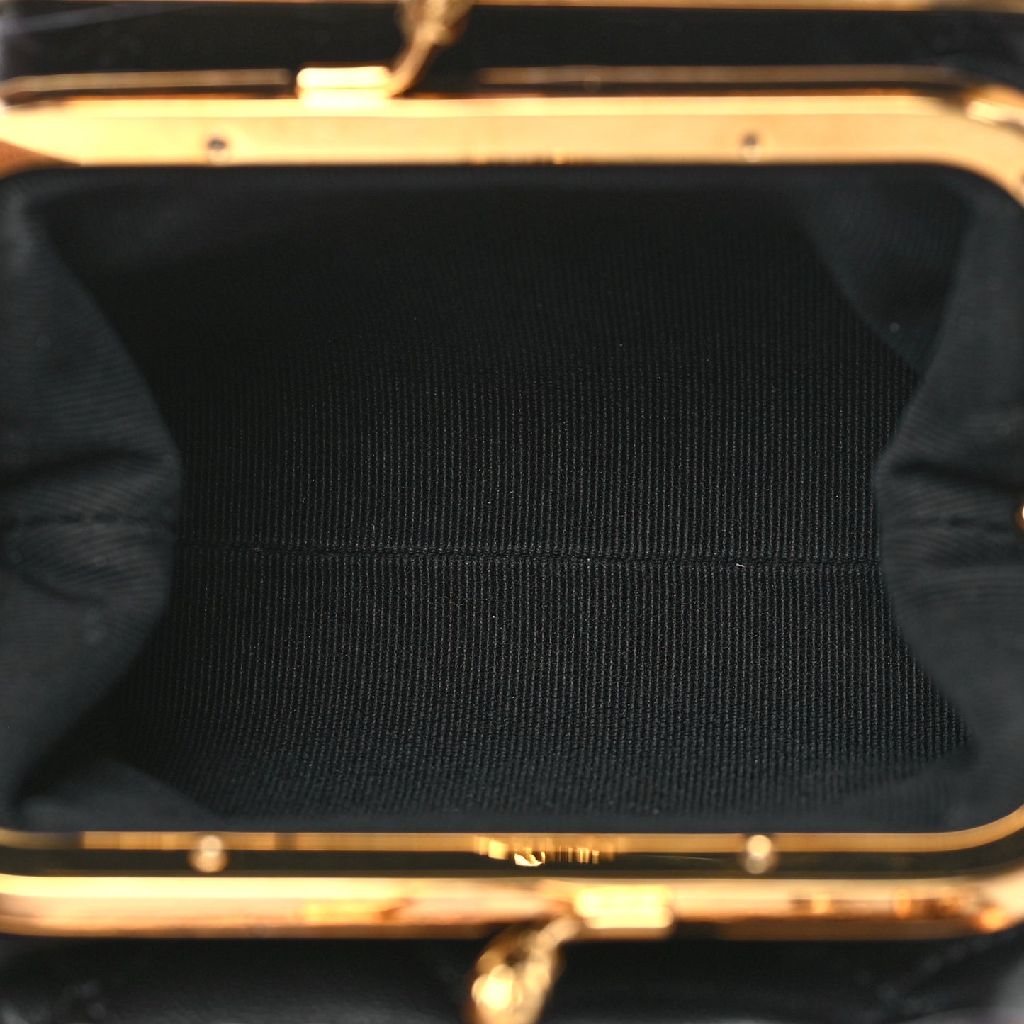 Lambskin Quilted Trio Kiss Lock Clutch With Chain Black