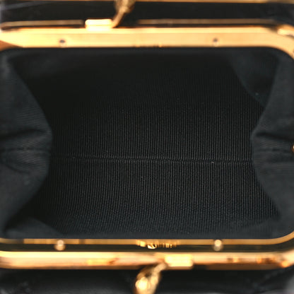 Chanel Lambskin Quilted Trio Kiss Lock Clutch With Chain Black 6 of 12