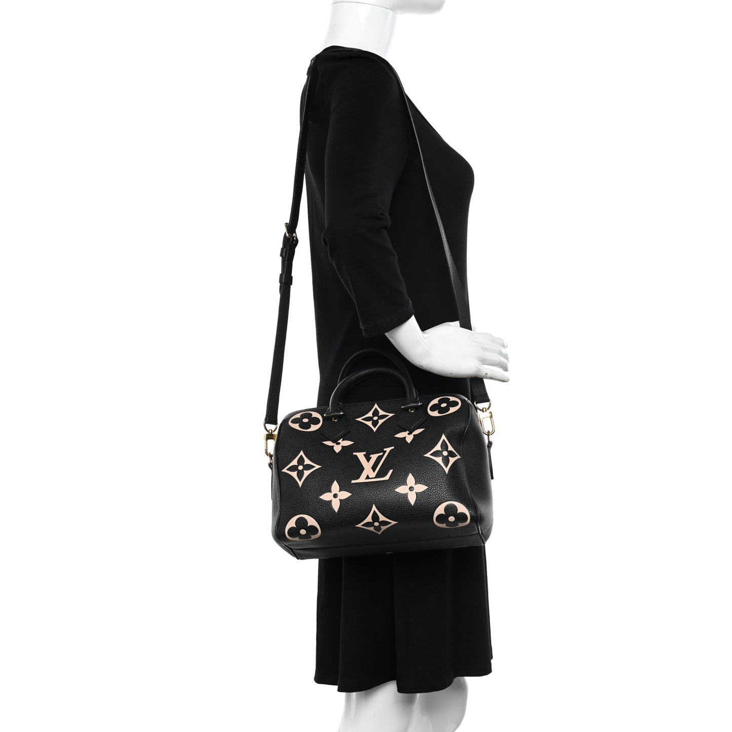 Empreinte Monogram Giant Speedy Bandouliere 25 Black Beige
