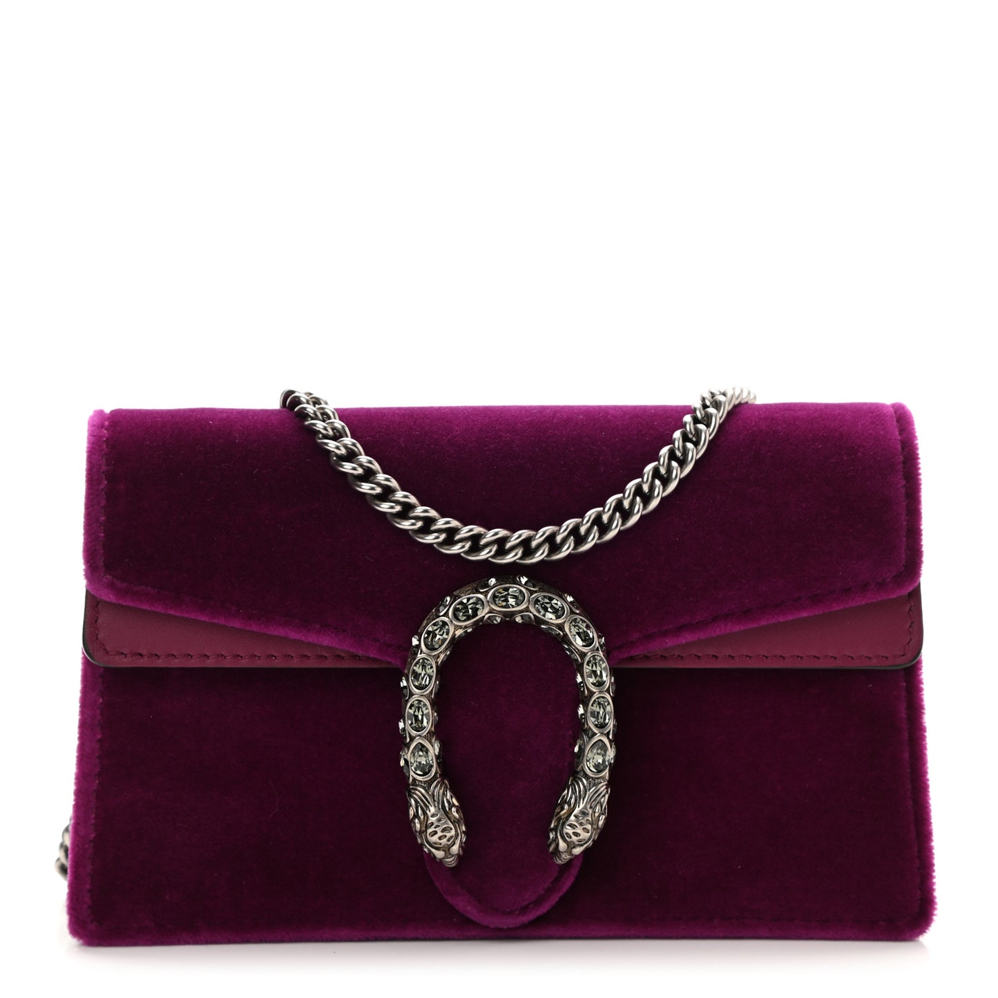 Velvet Super Mini Dionysus Shoulder Bag Fuchsia Violet Cyclamen