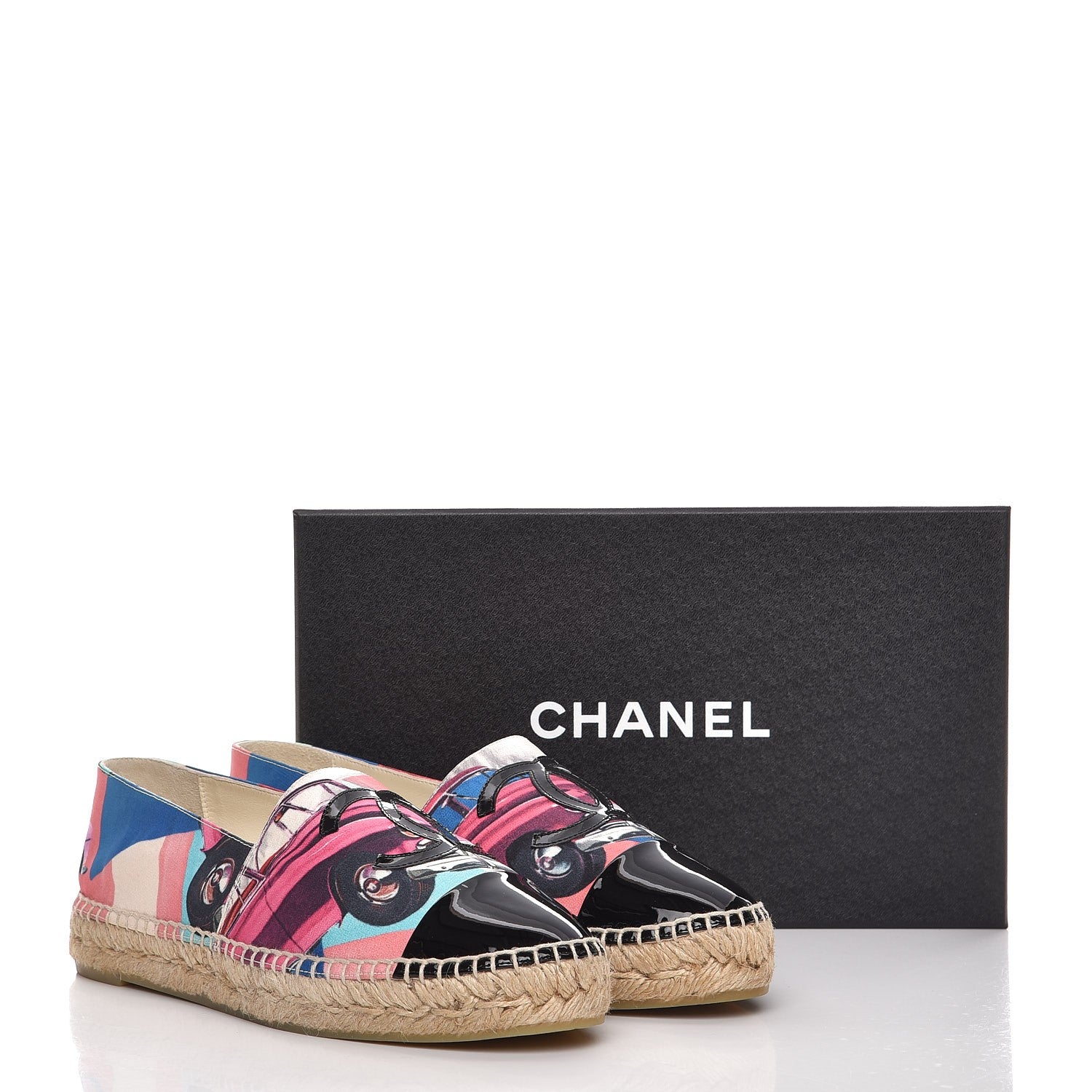 Chanel Crepe Patent CC Espadrilles 40 Multicolor Black 10 of 10
