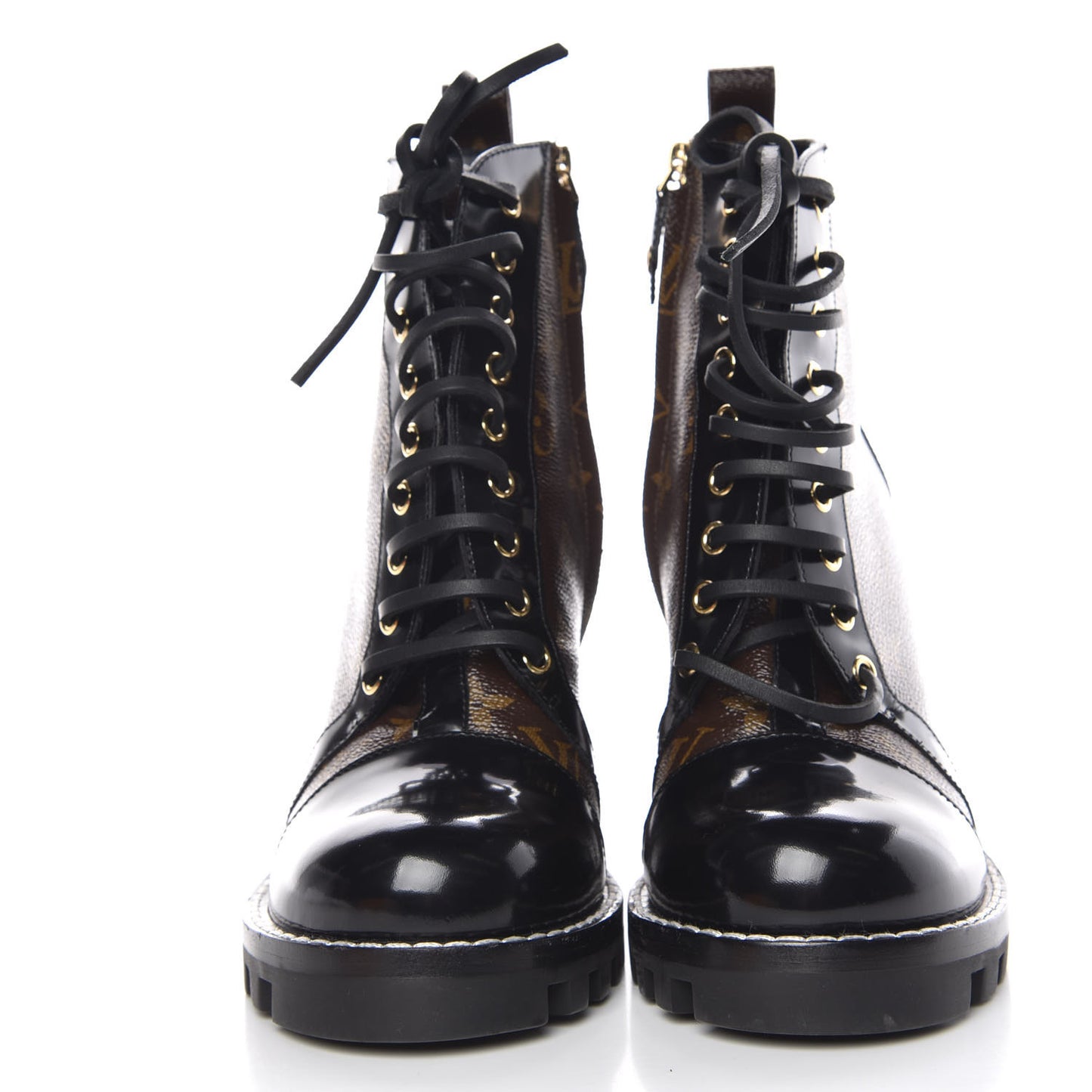 Patent Calfskin Monogram Star Trail Ankle Boots 40 Black