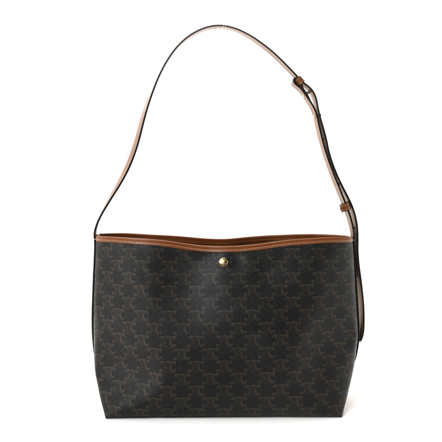 Triomphe Canvas Calfskin Shopper Tote Tan