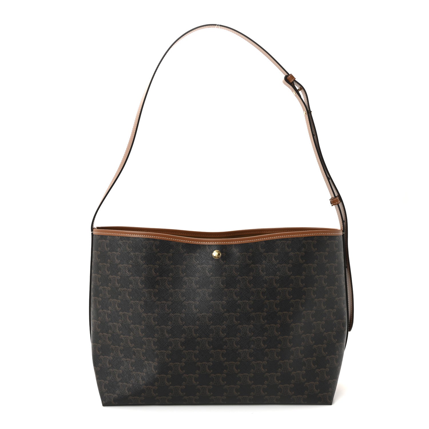Celine Triomphe Canvas Calfskin Shopper Tote Tan 1 of 11