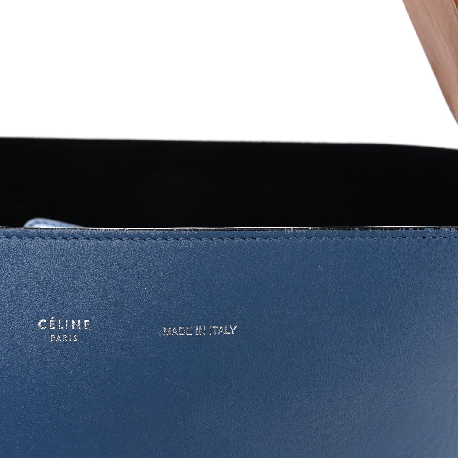 Celine Shiny Smooth Calfskin Small Twisted Cabas Washed Blue Black 14 of 16