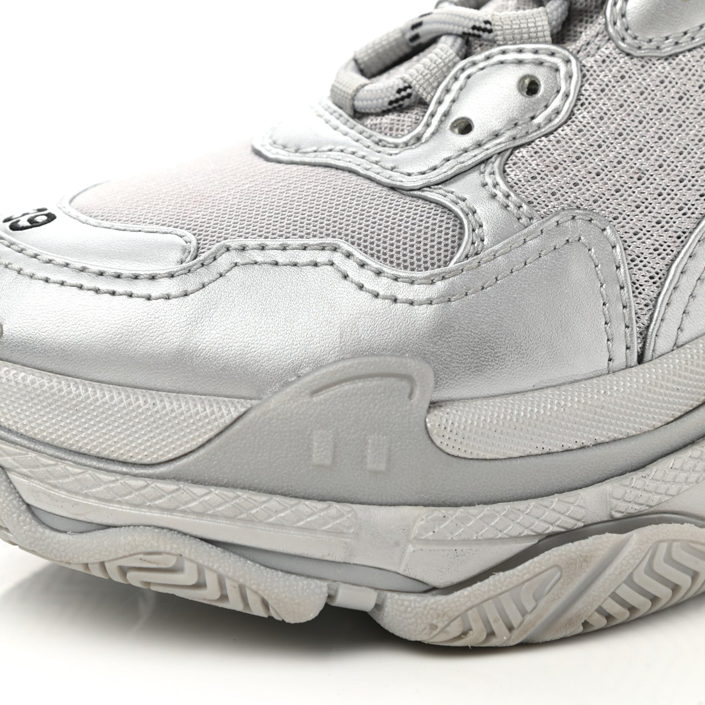 Metallic Fabric Mesh Womens Triple S Sneakers 39 Silver