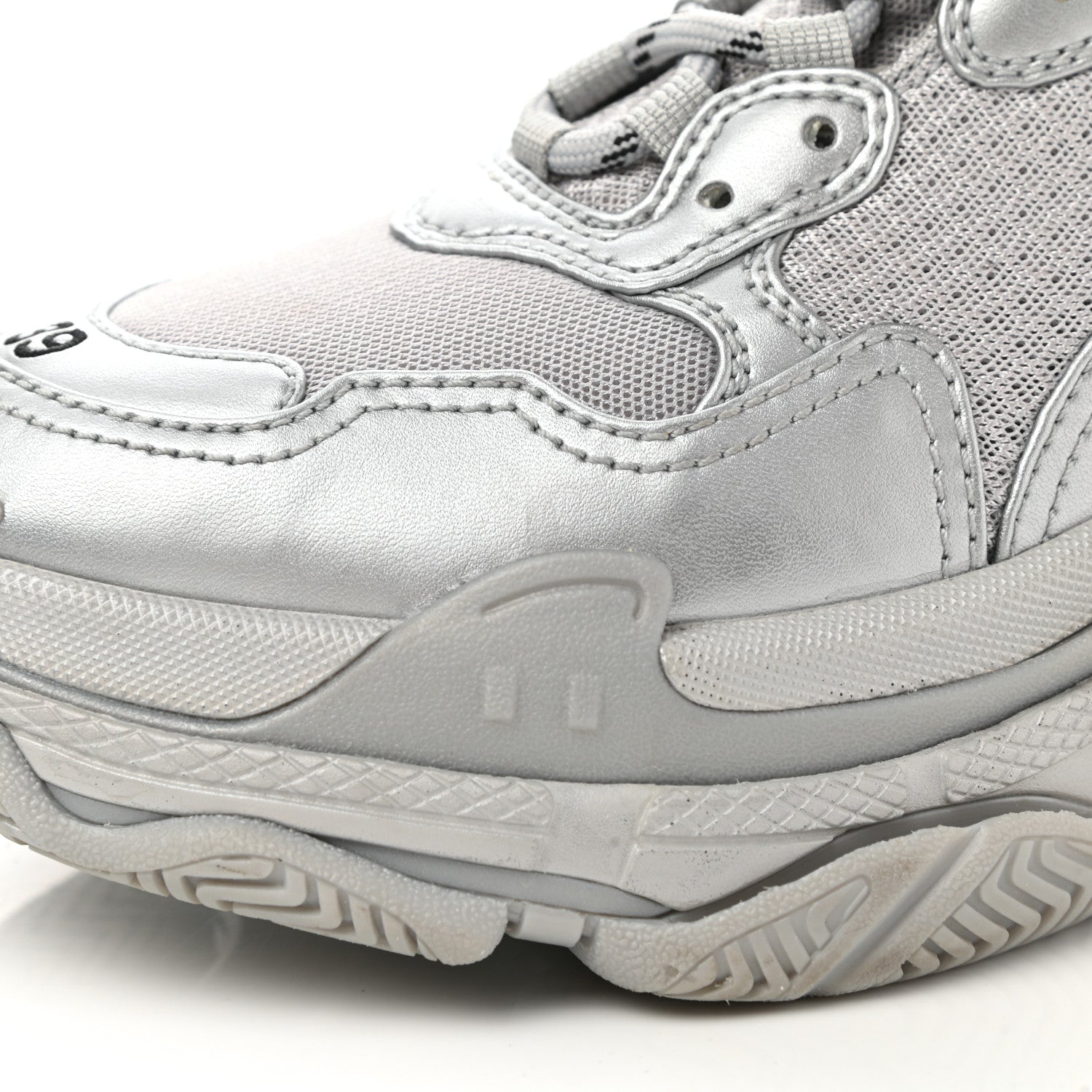 Balenciaga Metallic Fabric Mesh Womens Triple S Sneakers 39 Silver 10 of 11