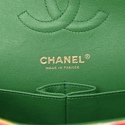 Chanel Tweed Quilted Medium Double Flap Green Multicolor 6 of 16