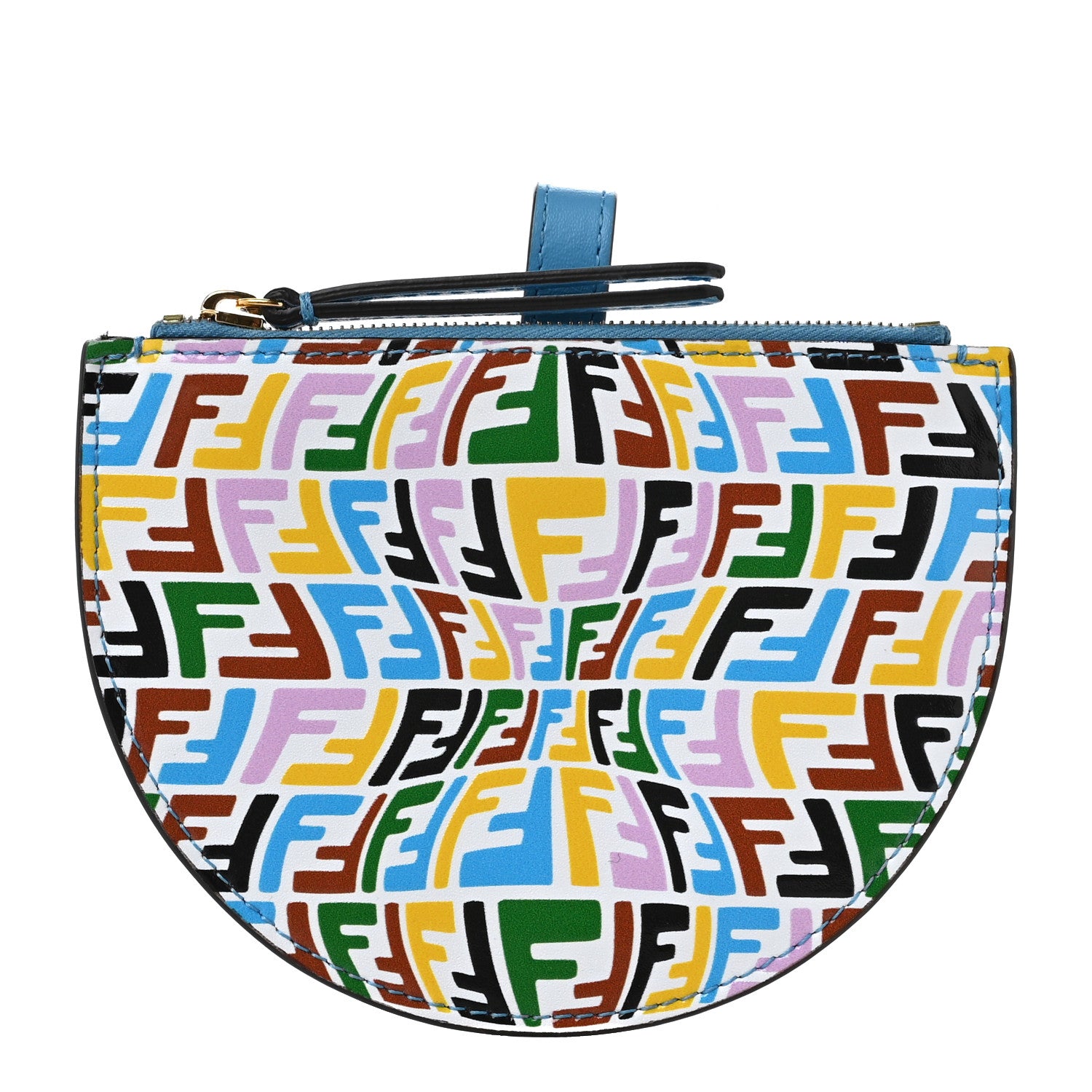 Fendi X SARAH COLEMAN Vitello Liberty FF Fish Eye Coin Case Multicolor Cyber Blue 1 of 7