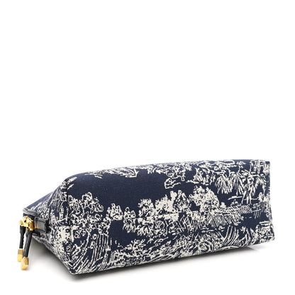 Christian Dior Embroidered Toile De Jouy 30 Montaigne Cosmetic Pouch Blue 4 of 9