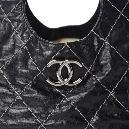 Chanel Glazed Goatskin Double Contrast Stitch Tote Black 9 of 18