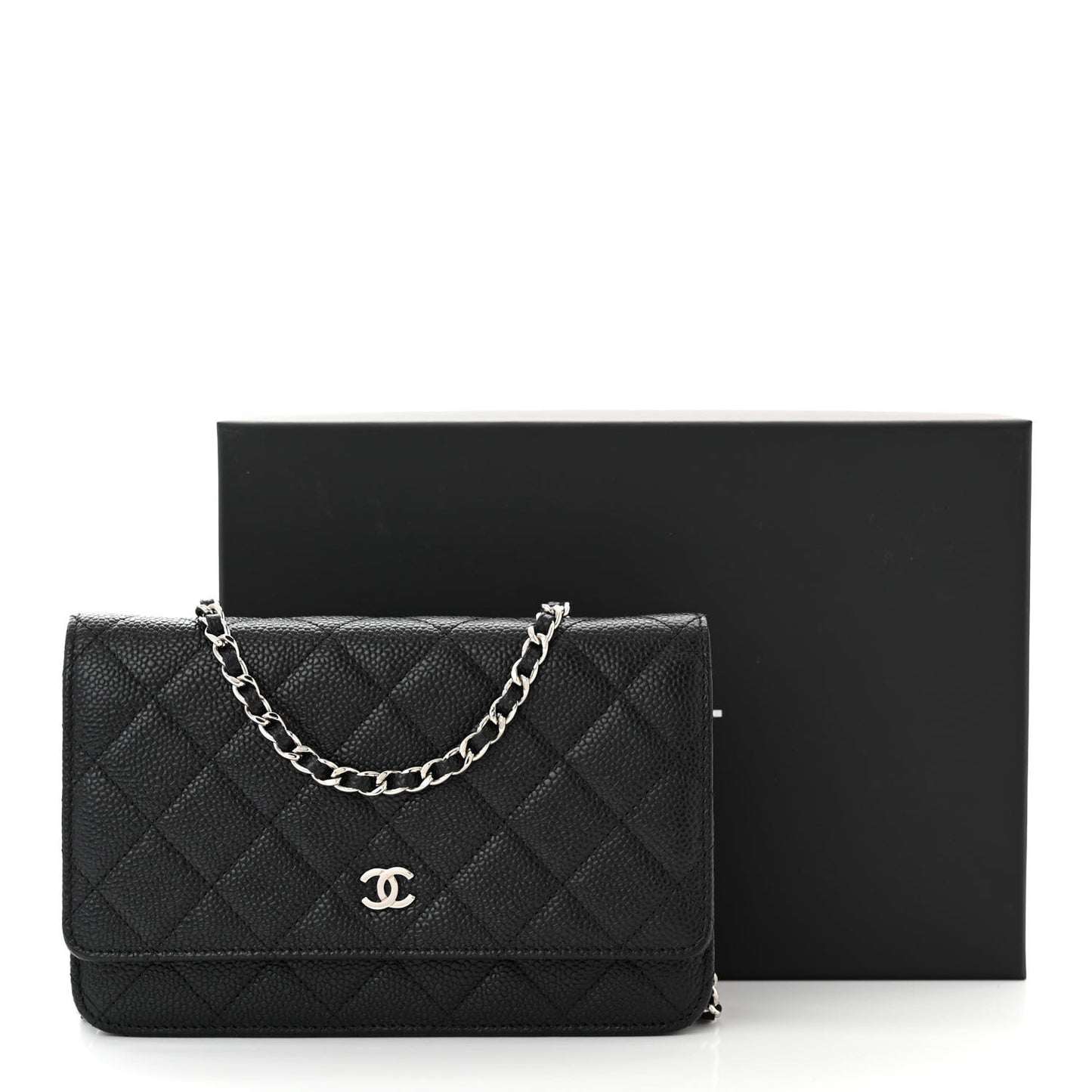 Caviar Quilted Wallet On Chain WOC Black