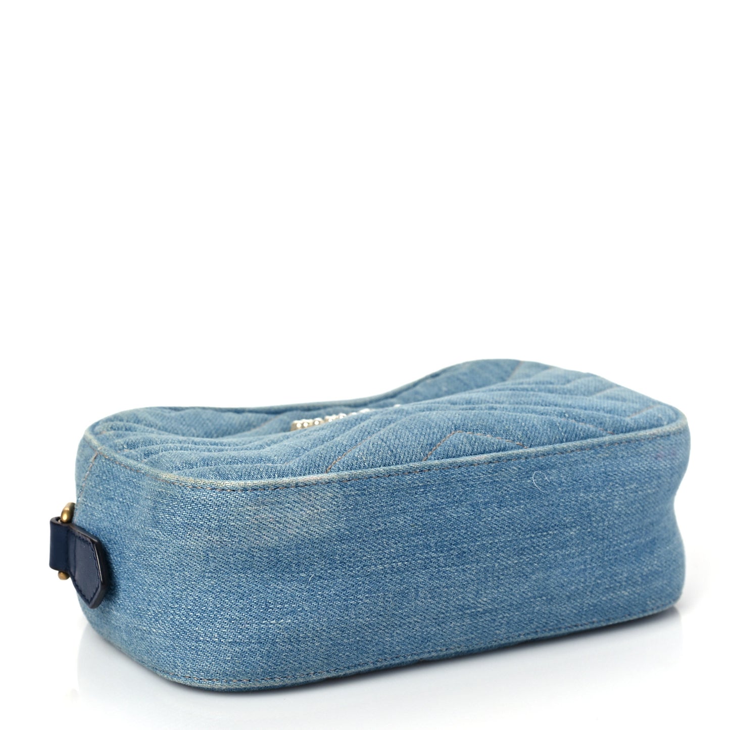 Denim Matelasse Mini Pearly GG Marmont Chain Shoulder Bag Blue