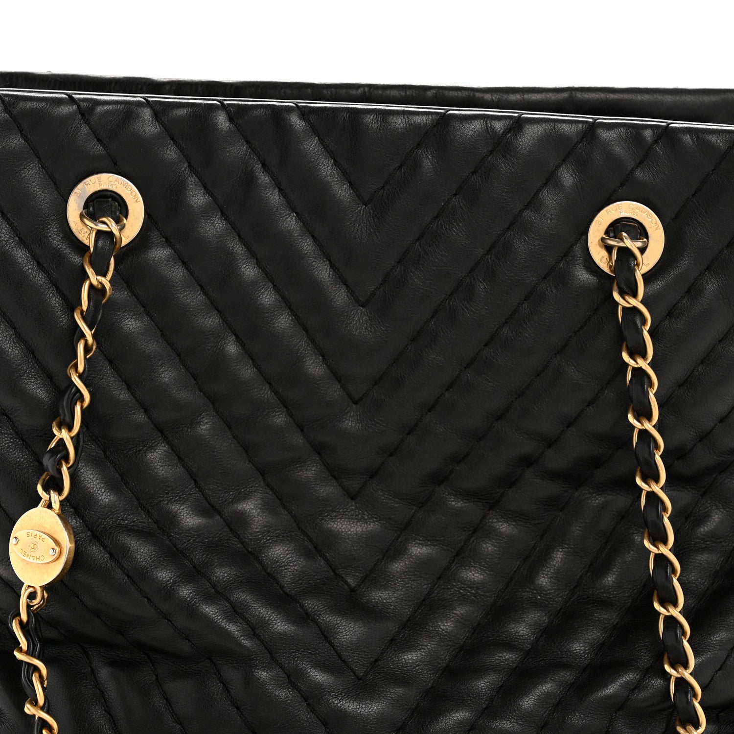 Chanel Calfskin Chevron Quilted Surpique Tote Black 8 of 13