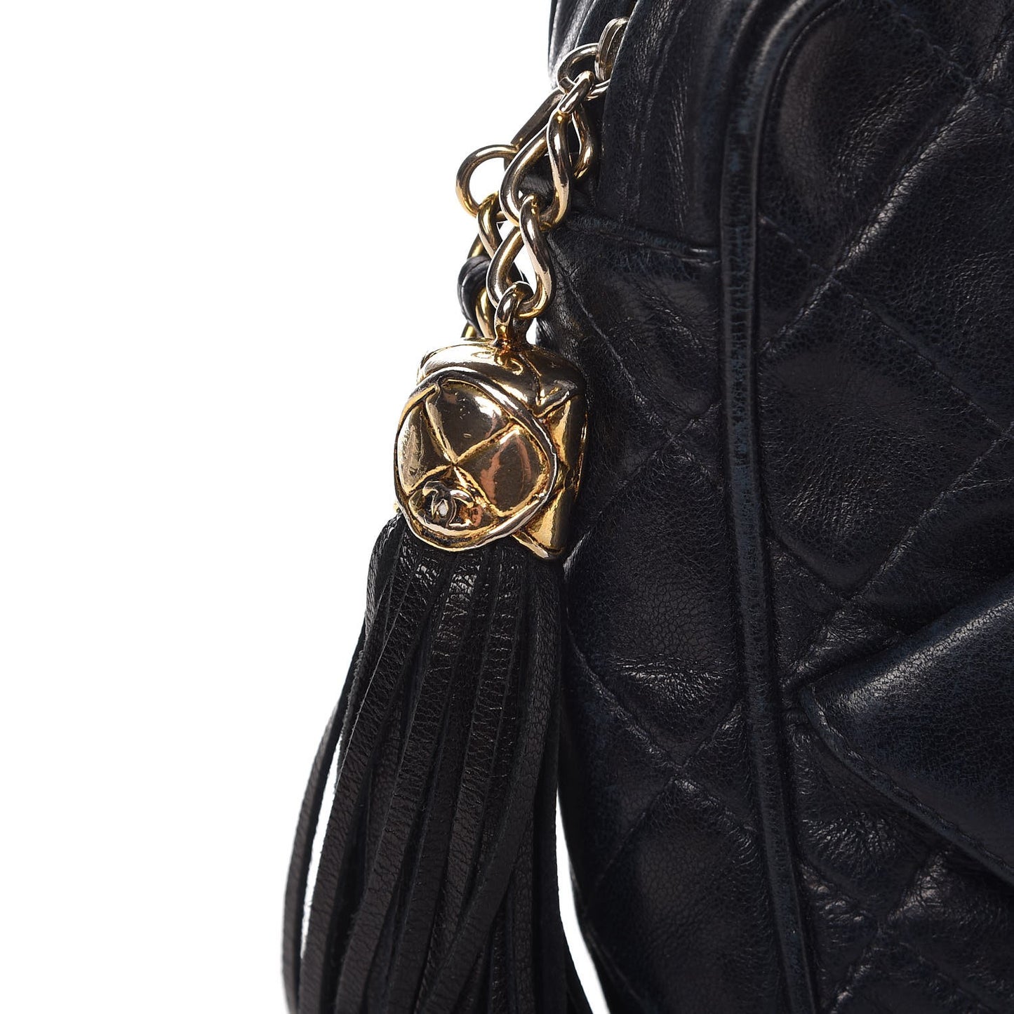 Lambskin Quilted CC Tassel Camera Case Blue