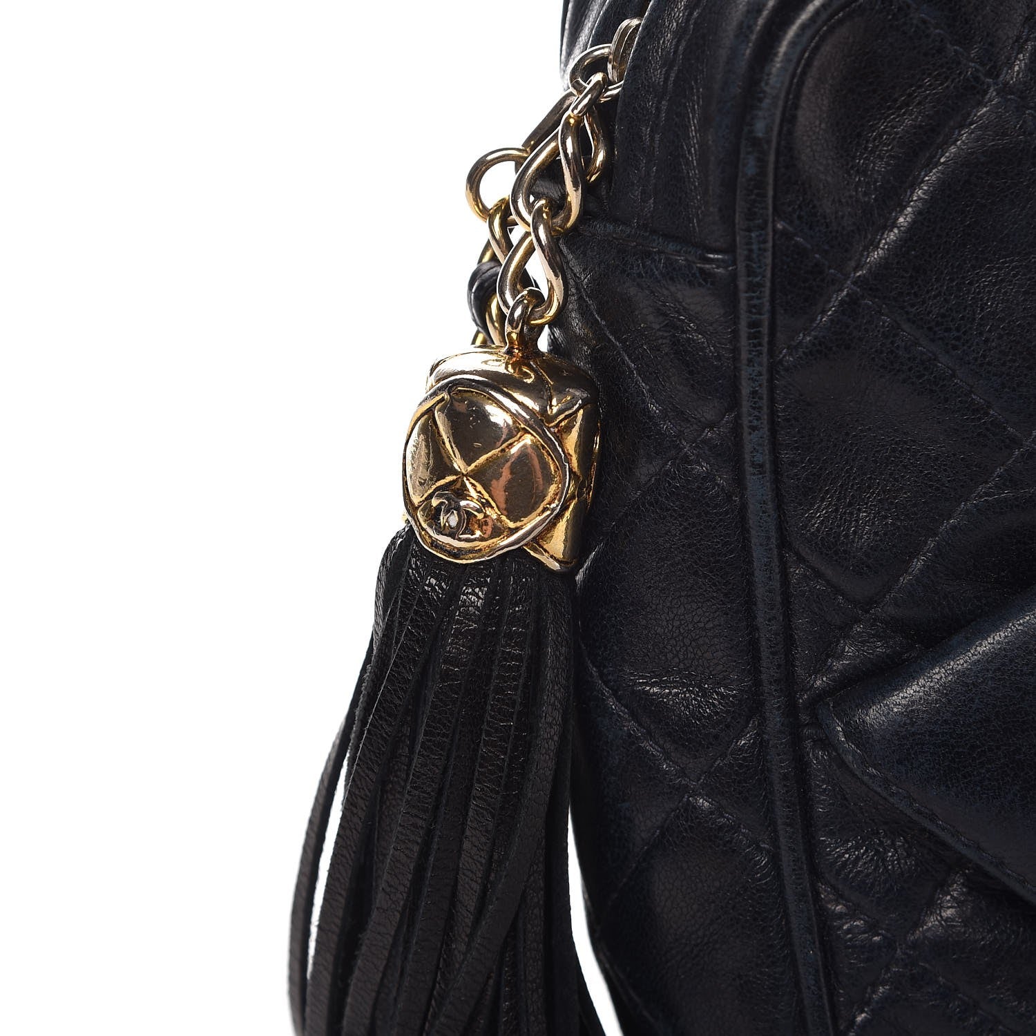 Chanel Lambskin Quilted CC Tassel Camera Case Blue 14 of 14