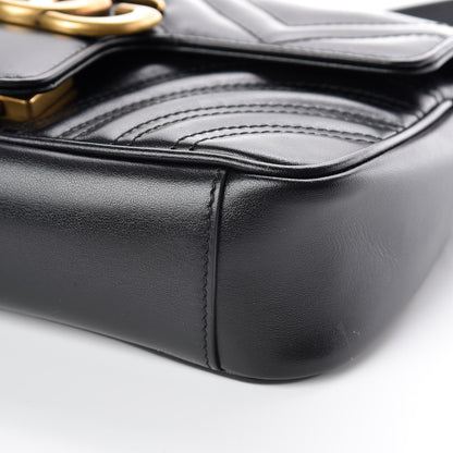 Gucci Calfskin Matelasse Mini GG Marmont Shoulder Bag Black 6 of 10