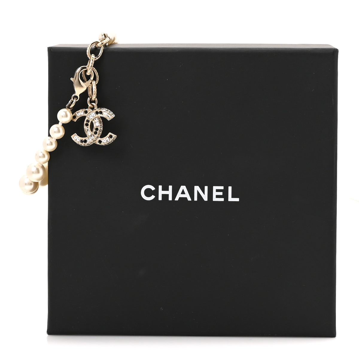 Graduated Pearl Crystal CC Bracelet Gold