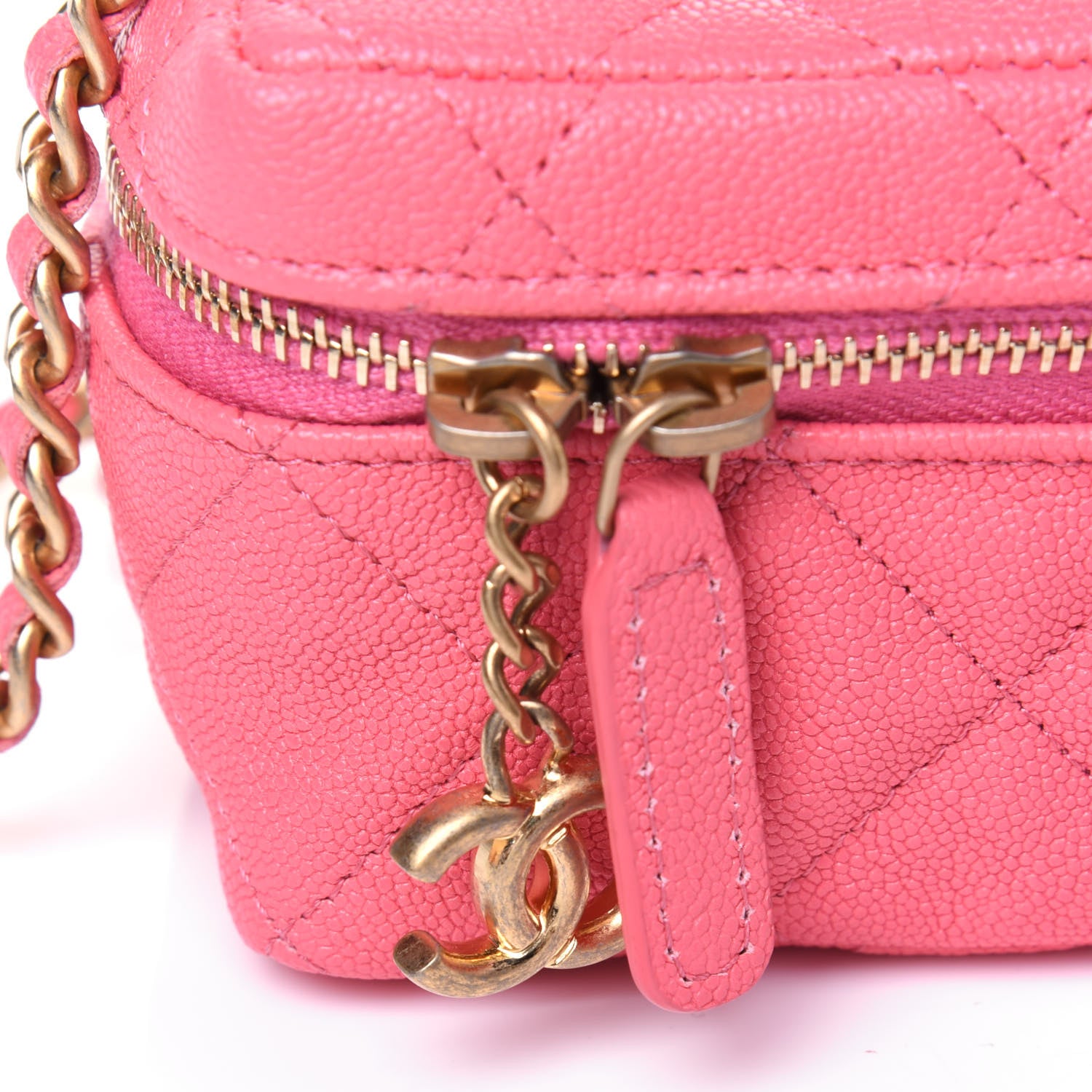 Chanel Caviar Quilted Mini Top Handle Vanity With Chain Pink 11 of 12