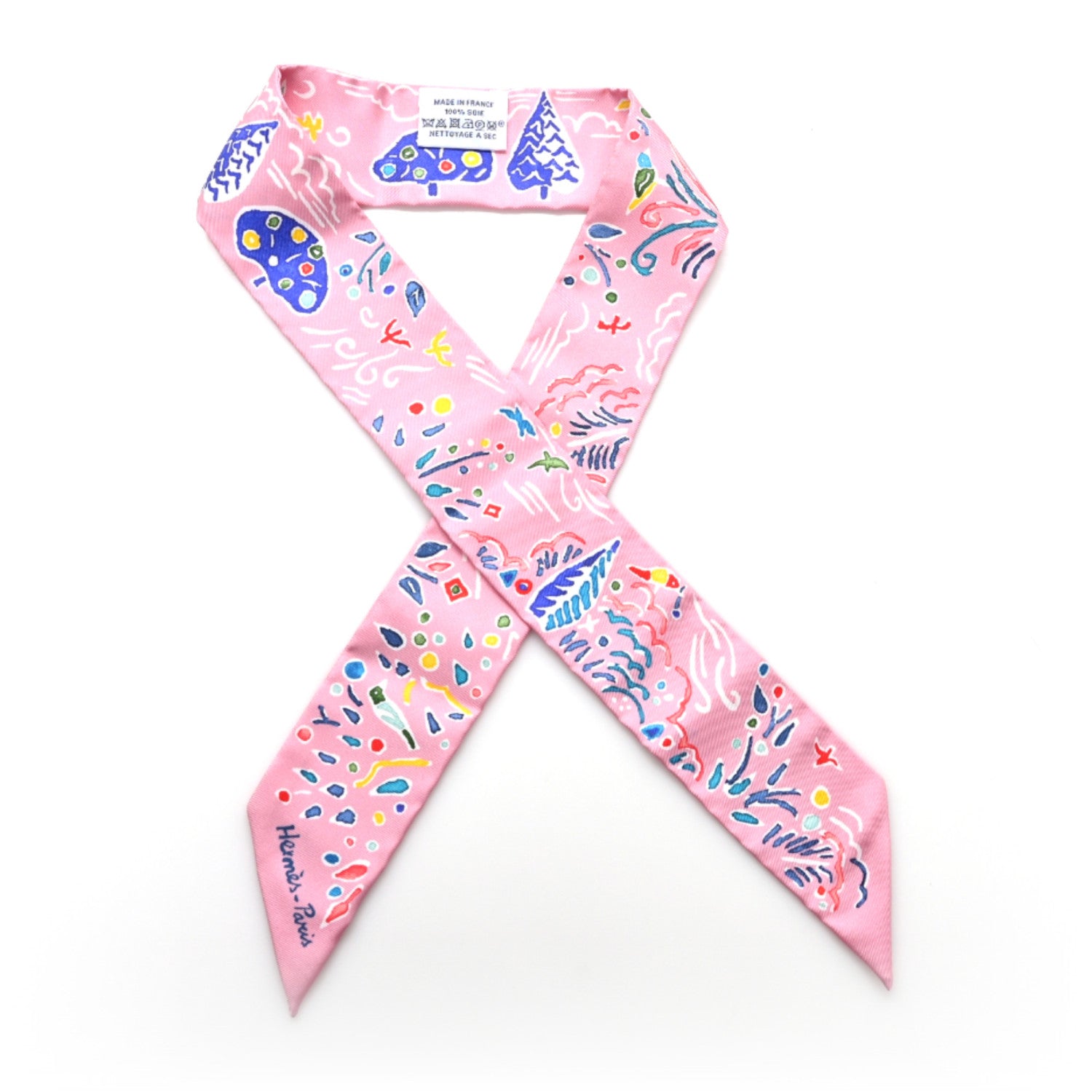 Hermes Silk Isola Di Primavera Twilly Rose Bleu Multicolor 1 of 4