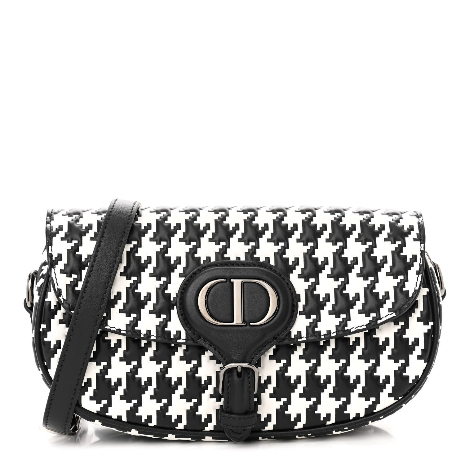 Christian Dior Box Calfskin Houndstooth Quilted East West Bobby Bag Black White 1 of 11