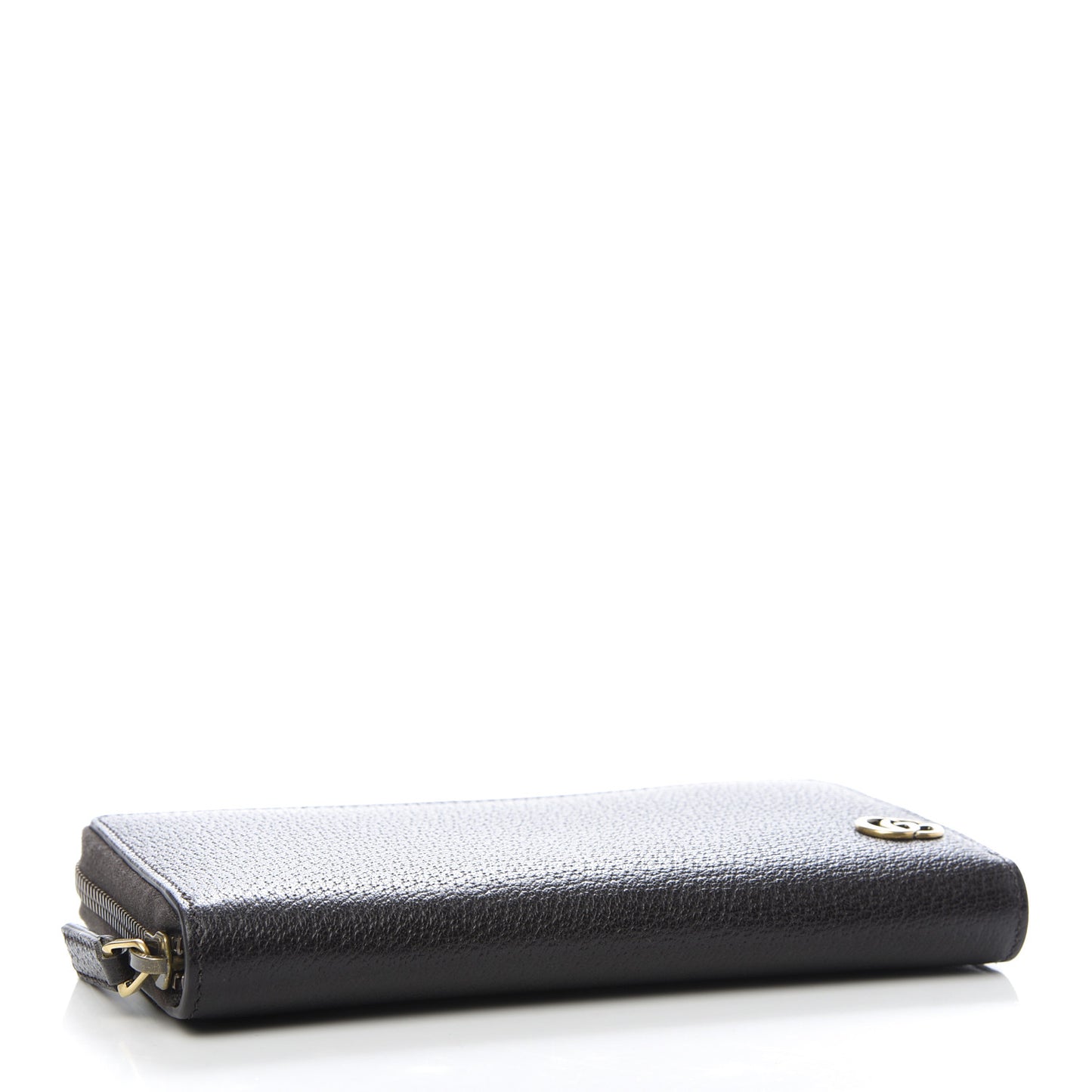 Dollar Calfskin Boar Effect GG Marmont Zip Around Wallet Dark Cocoa