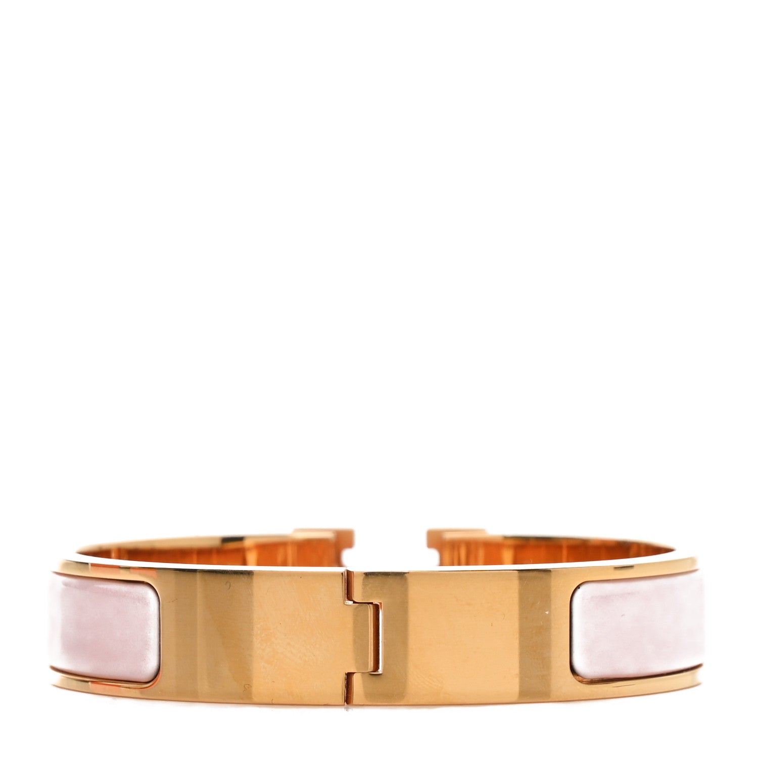 Hermes Enamel Narrow Clic Clac H Bracelet PM  Rose Candeaur 2 of 4