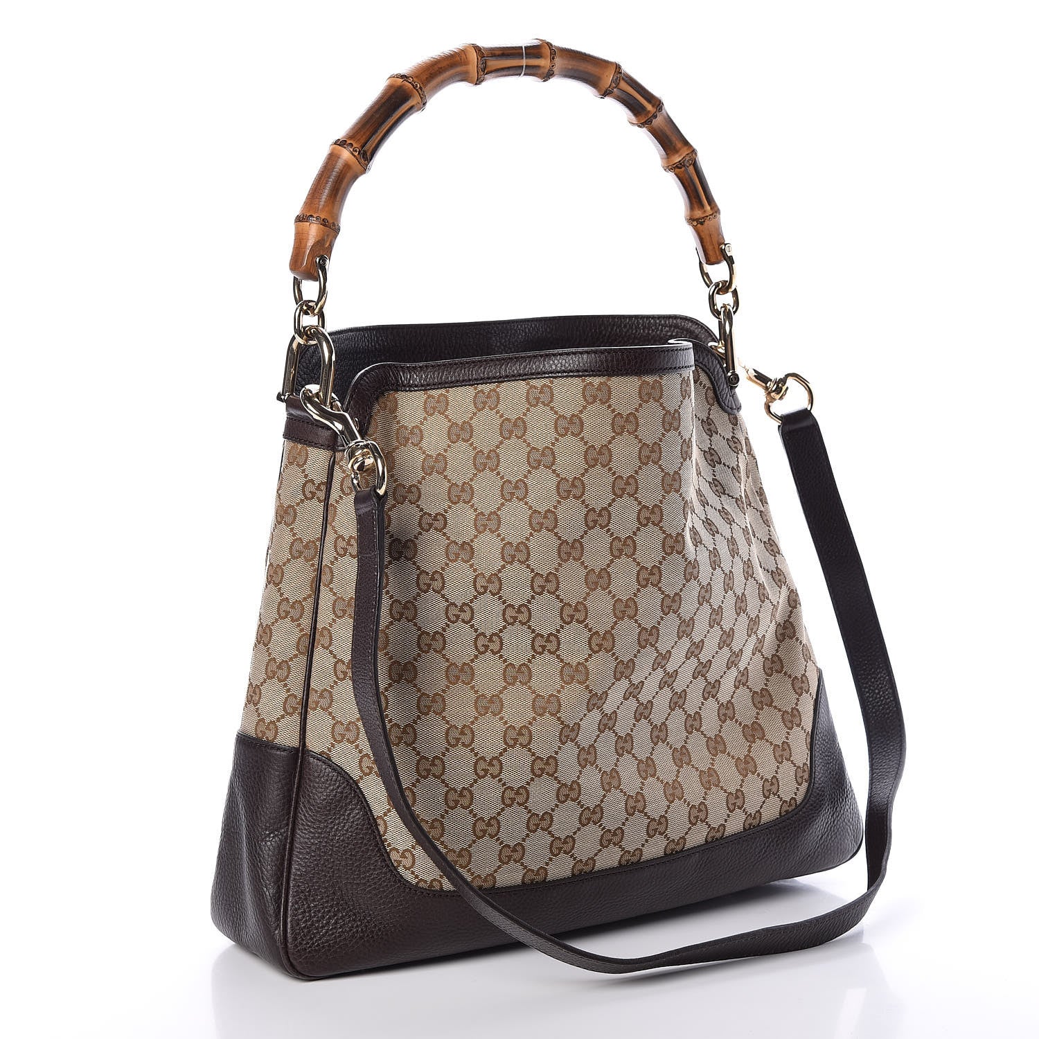 Gucci Monogram Medium Diana Bamboo Shoulder Bag Dark Brown 3 of 9
