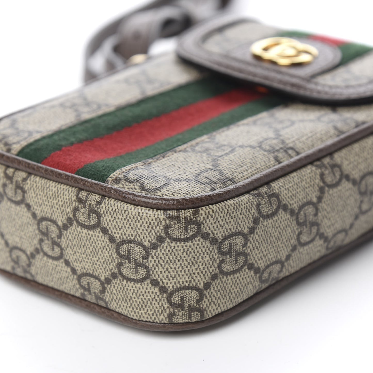 GG Supreme Monogram Web Ophidia Phone Crossbody Bag Beige New Acero