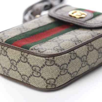 Gucci GG Supreme Monogram Web Ophidia Phone Crossbody Bag Beige New Acero 7 of 9