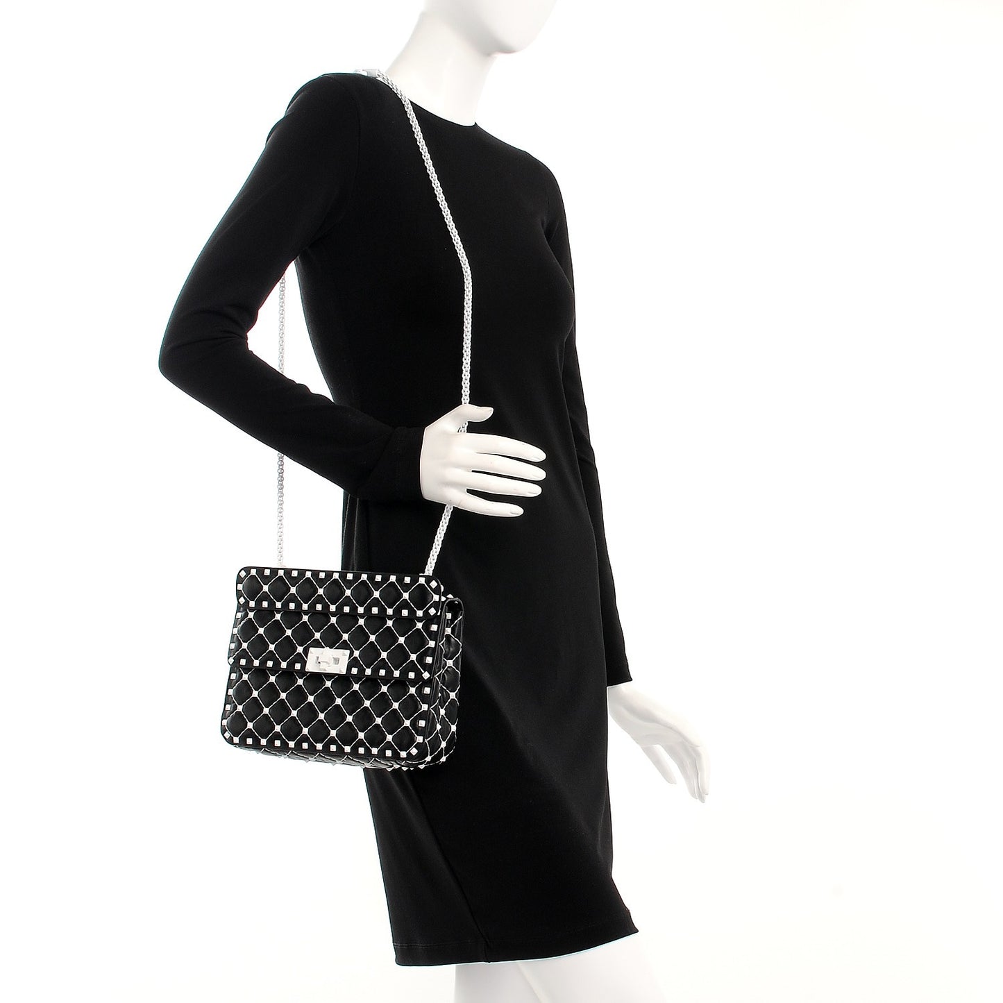 Lambskin Medium Free Rockstud Spike Shoulder Bag Black