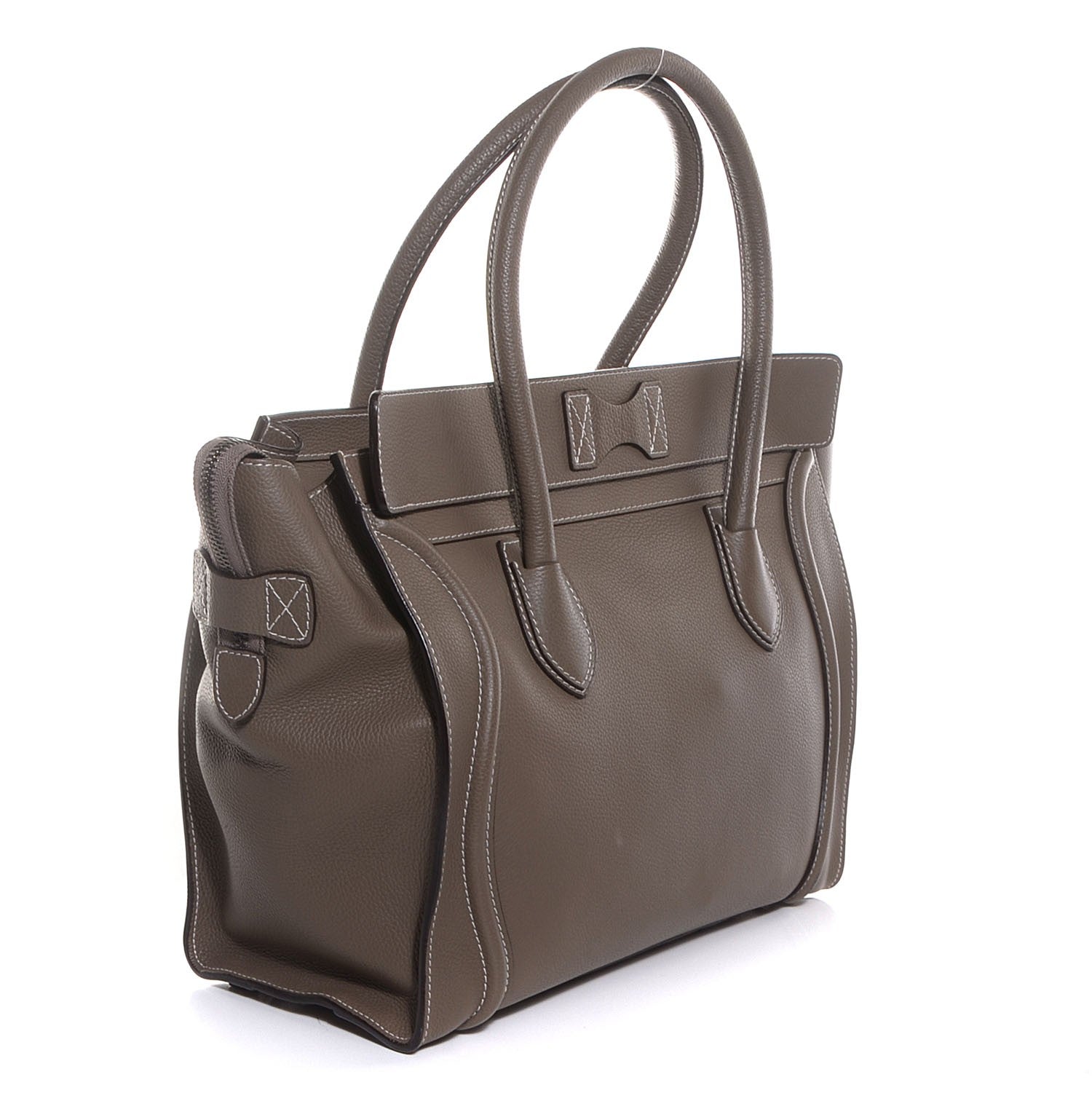 Celine Drummed Calfskin Shoulder Luggage Souris 3 of 10