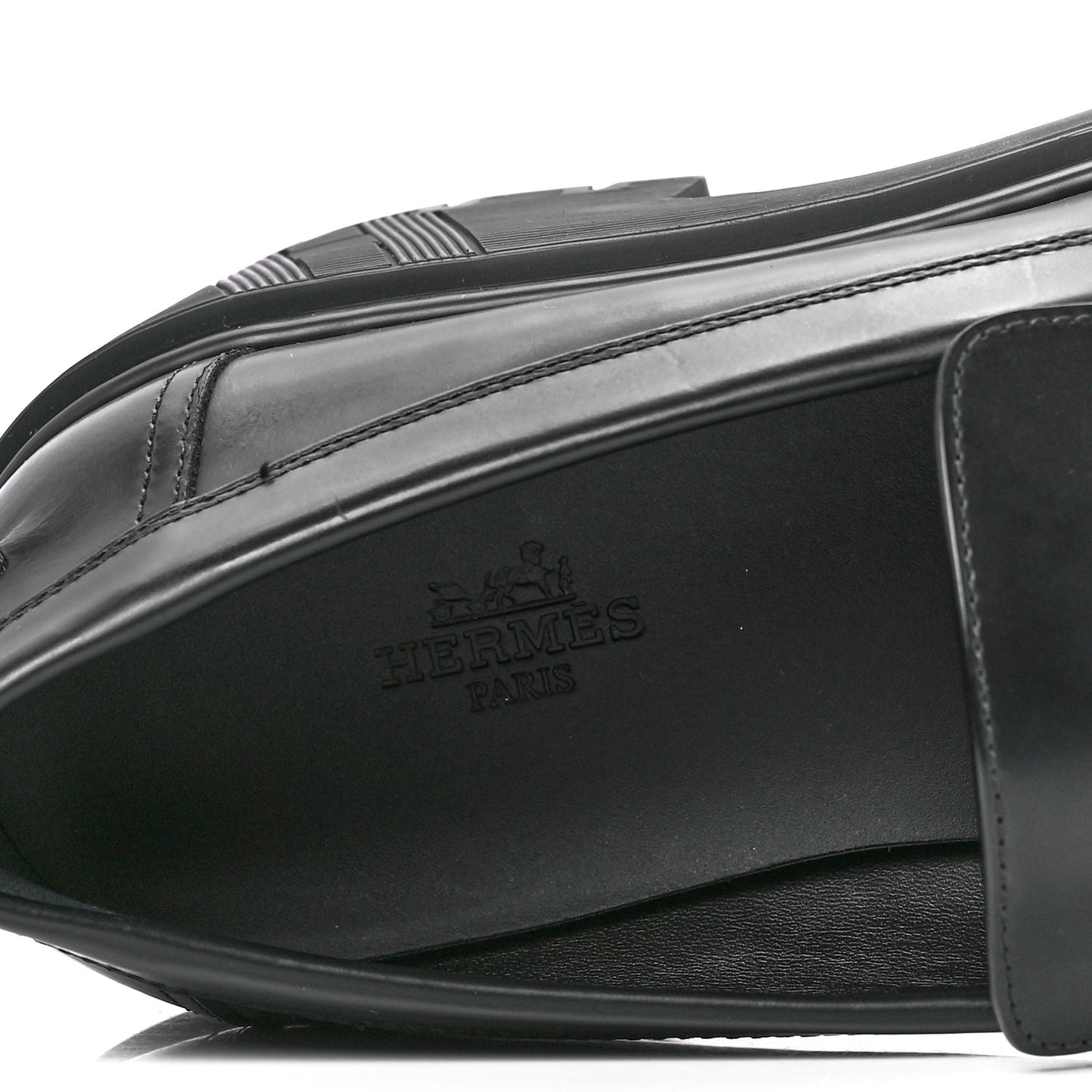 Glazed Calfskin Womens Hitch Loafers 37.5 Black