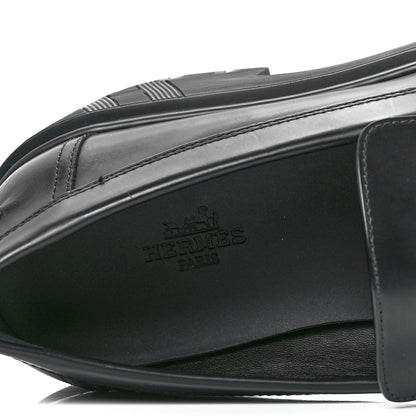 Hermes Glazed Calfskin Womens Hitch Loafers 37.5 Black 7 of 9