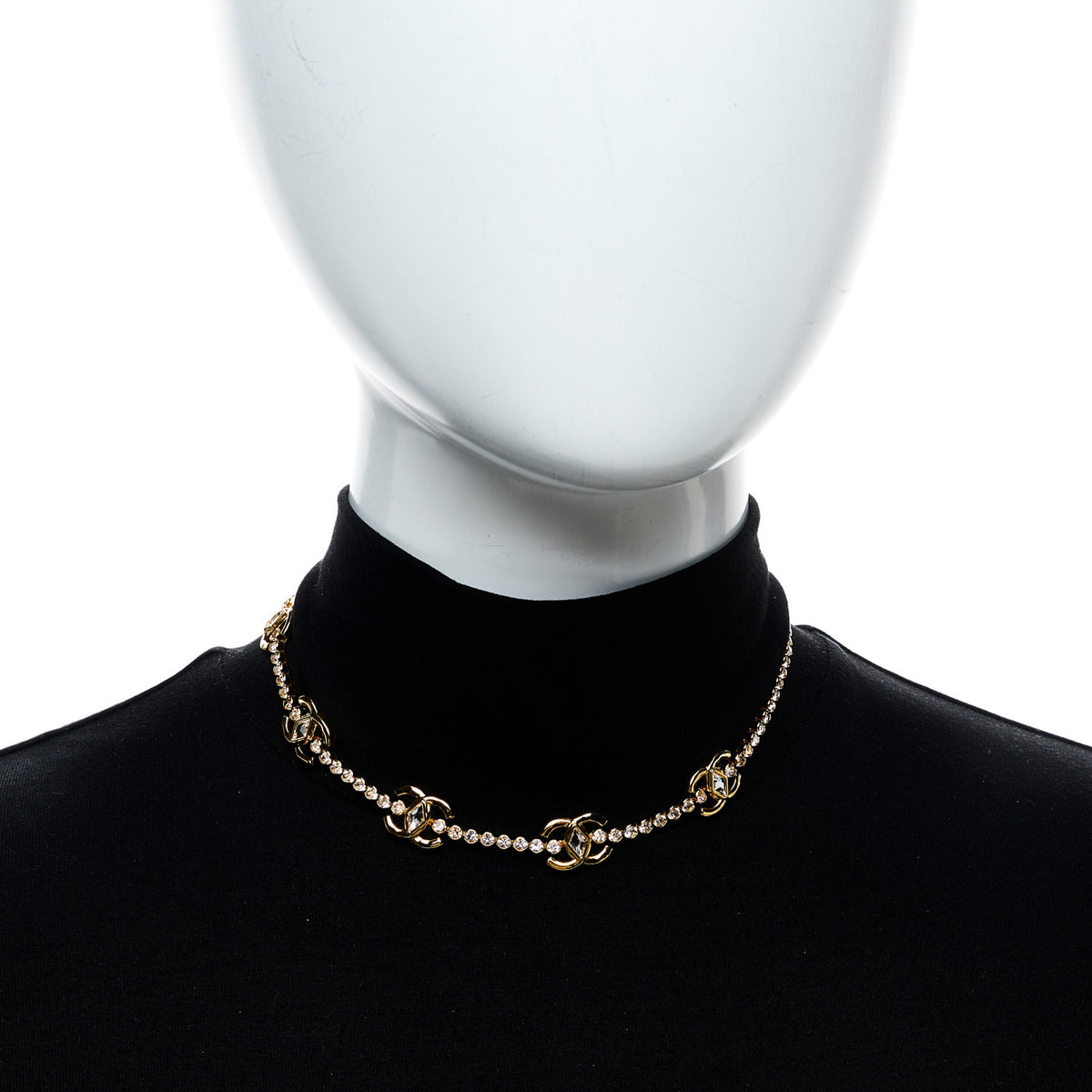 Metal Crystal CC Marquise Choker Gold